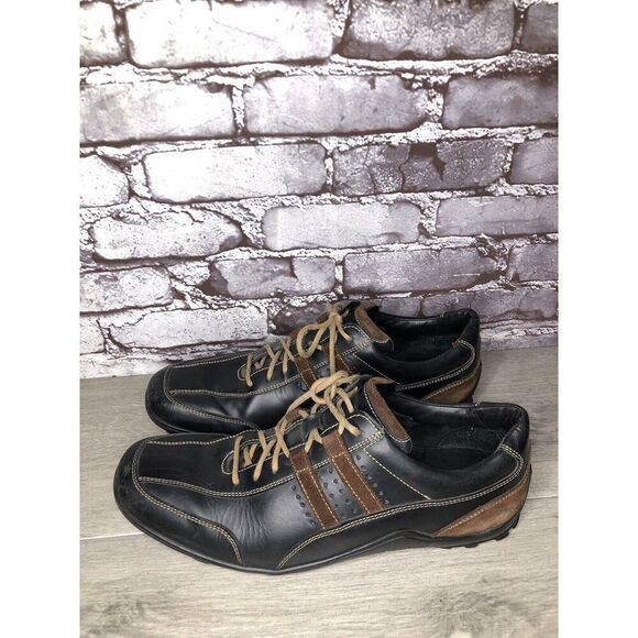 Cole Haan Black Leather Bicycle Toe Brown Suede Oxfords Shoes Men Sz 13M US/46EU - Picture 1 of 16
